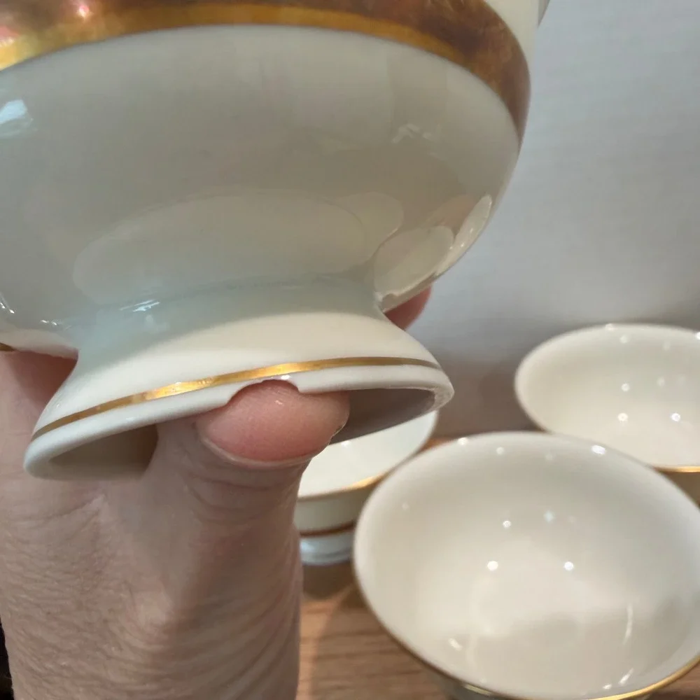 Theodore Haviland New York Gotham Teacups Set of 6 Gold Trim‎ Vintage Porcelain